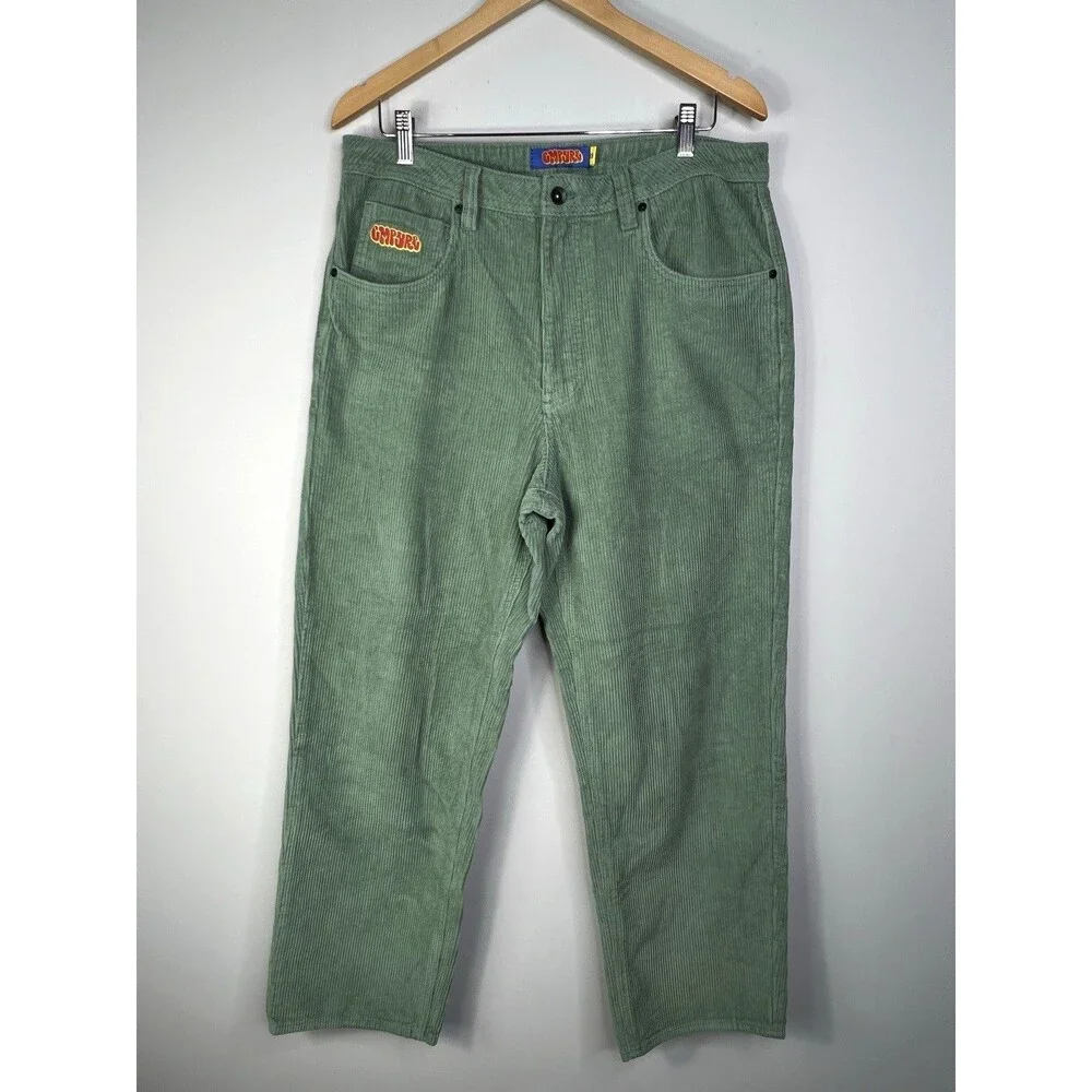 Empyre Loose Fit Mens 33 Green Corduroy Skate Pants measures 35x29 Y2K 90s